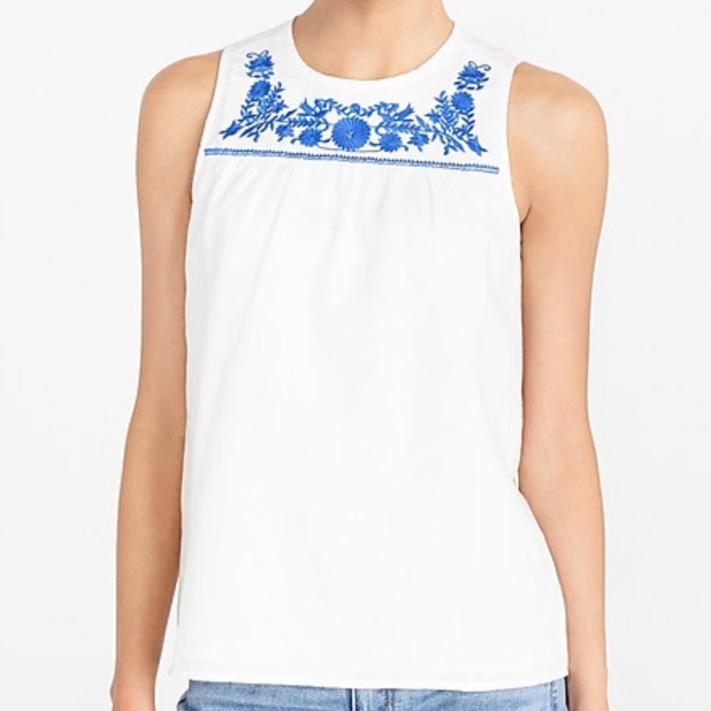 J.Crew embroidered sleeveless shell
